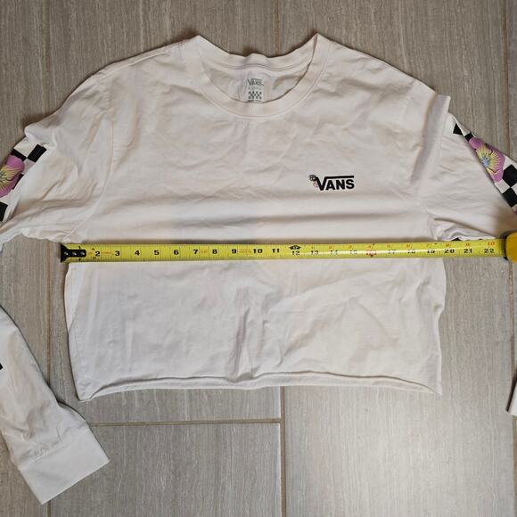 VANS BLOOM CHECKZ BOYFRIEND LONG SLEEVE CROPPED TEE XL - Picture 3 of 9